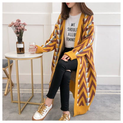Oriana Cardigan | Longline Chevron Knit