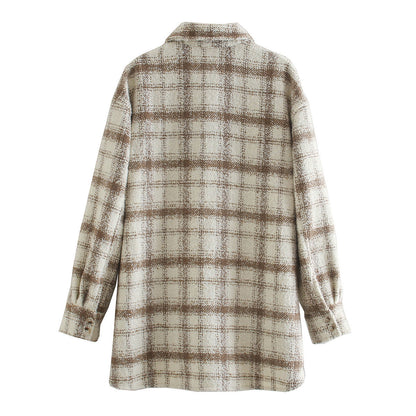 Oriana Long Coat | Oversized Shirt-Style, Tweed