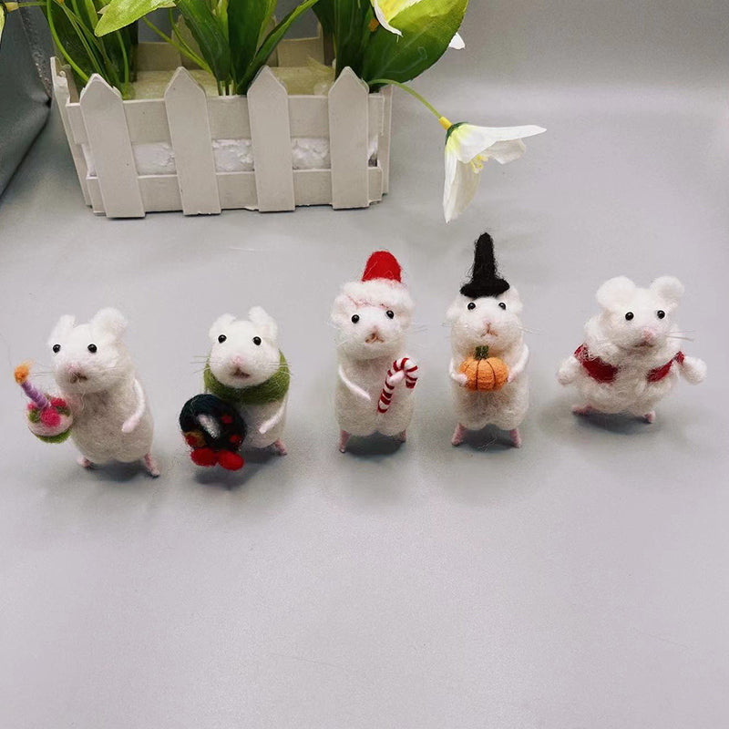 Ornement en Feutre de Souris Citrouille Fait Main – Décor Unique pour Halloween et Noël, 7,5 cm, Artisanat de Qualité