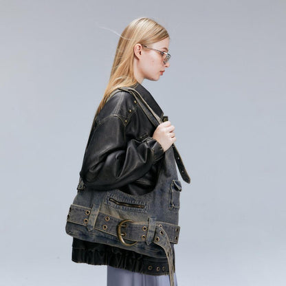 Eclectic Women's Hobo Bag in Denim with Adjustable Strap – Compact and Spacious Handbag for a Trendy Style