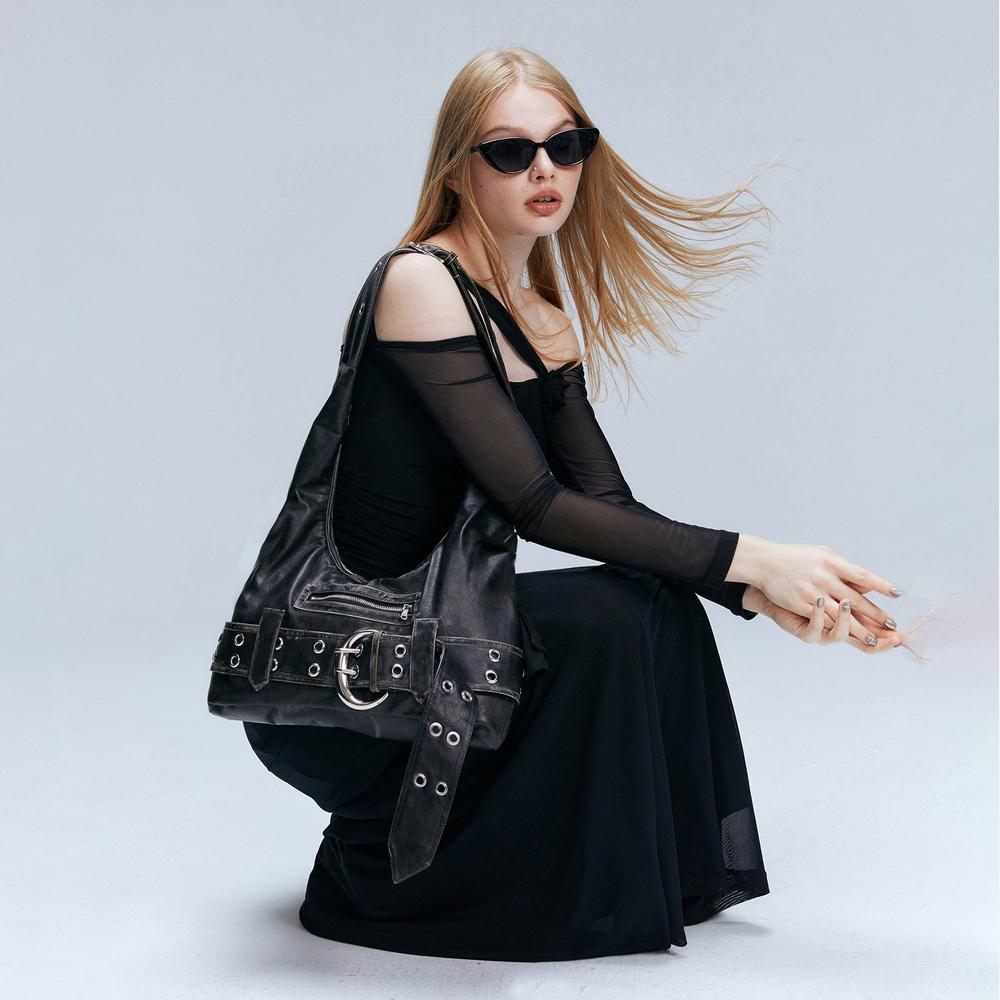 Eclectic Women's Hobo Bag in Denim with Adjustable Strap – Compact and Spacious Handbag for a Trendy Style