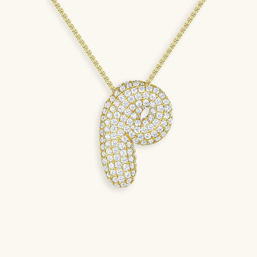 Variant image for Collier Femme Or 18 Carats avec Pendentif Initial et Diamant Simulant 18 pouces-16
