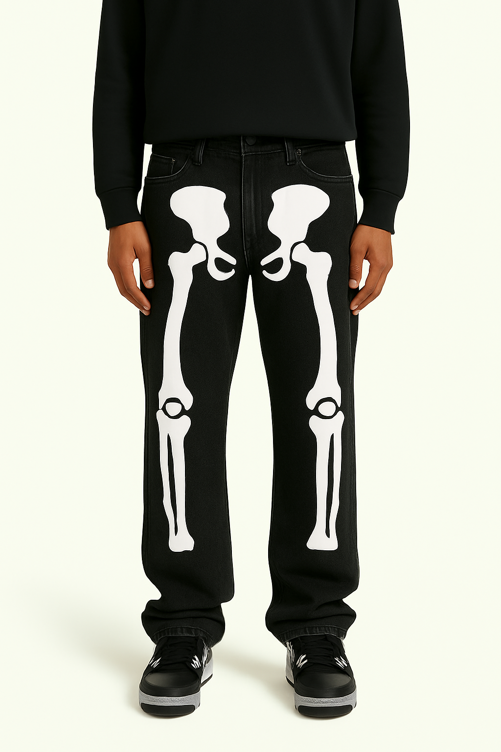 Unisex Y2K Pants with Skeleton Patterns and Practical Pockets - Cotton-Polyester Blend
