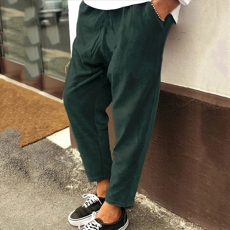 Pantalon Vintage en Velours Côtelé pour Hommes - Coupe Droite, Taille Moyenne, Décontracté, Disponible de S à 3XL