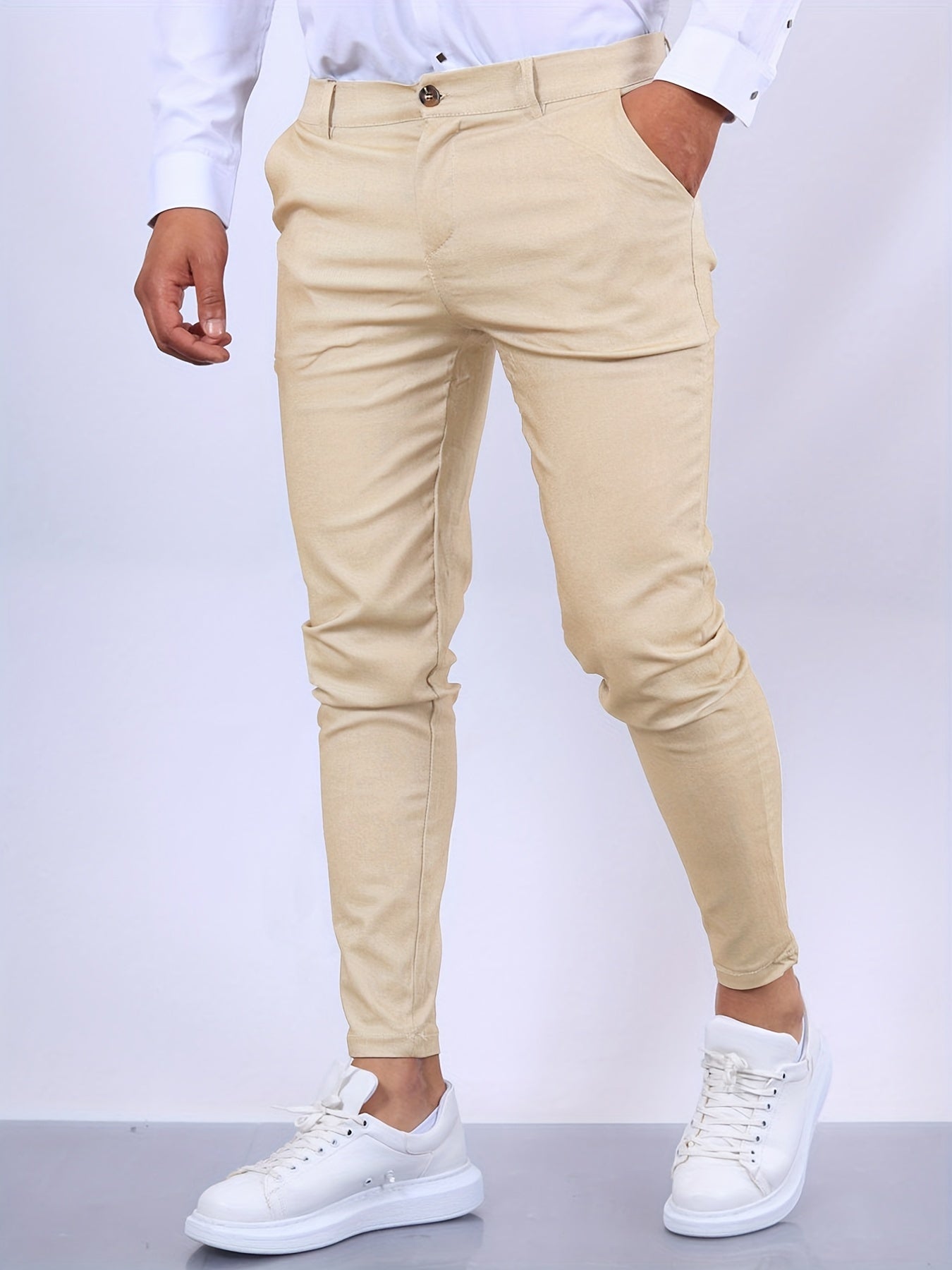 Pantalon d'affaires ajusté pour hommes en tissu de qualité – Idéal pour le bureau et événements formels