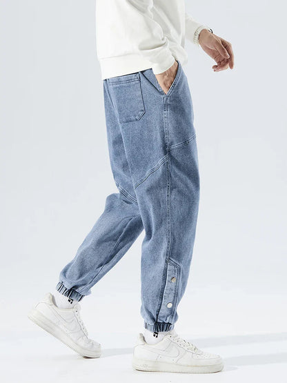 Stretch Denim Jogging Pants for Men - Baggy Tapered Fit