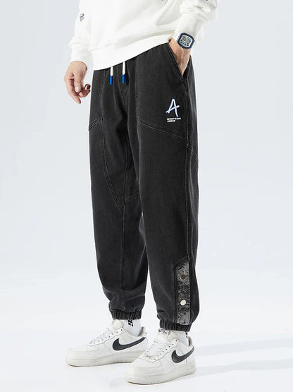 Stretch Denim Jogging Pants for Men - Baggy Tapered Fit