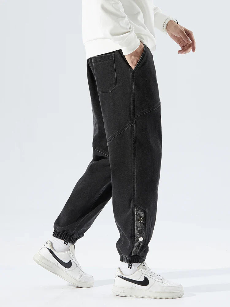 Pantalon de Jogging en Denim Extensible pour Hommes - Coupe Baggy Tapered