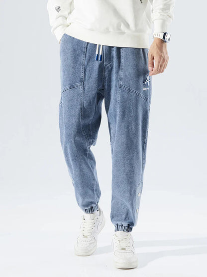 Stretch Denim Jogging Pants for Men - Baggy Tapered Fit