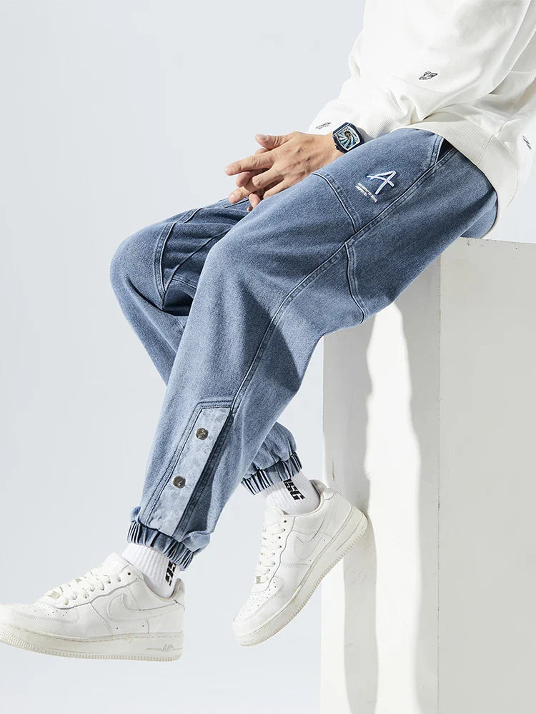 Pantalon de Jogging en Denim Extensible pour Hommes - Coupe Baggy Tapered