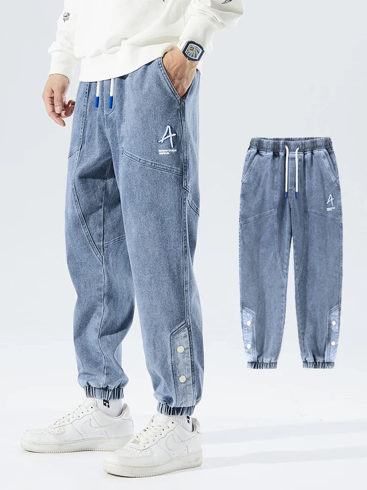 Pantalon de Jogging en Denim Extensible pour Hommes - Coupe Baggy Tapered