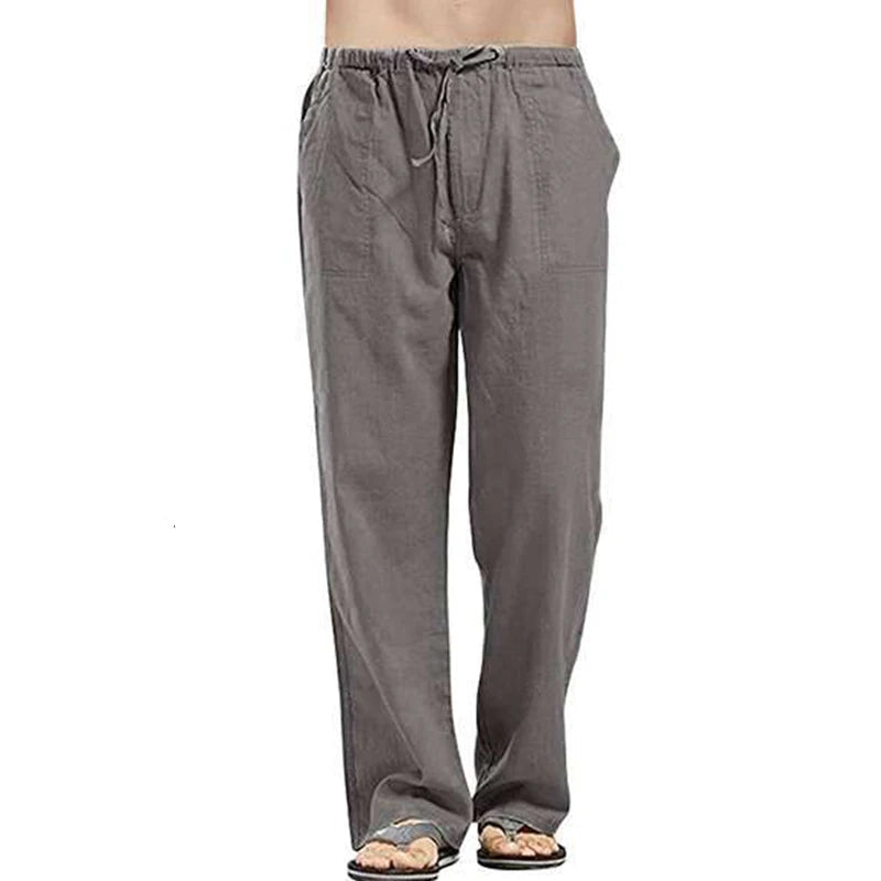 Linen Multi-Pocket Pants for Men – Casual and Breathable, Large Size