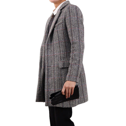 Insulating Overcoat for Men in Polyester - Long Fitted Coat with Side Pockets