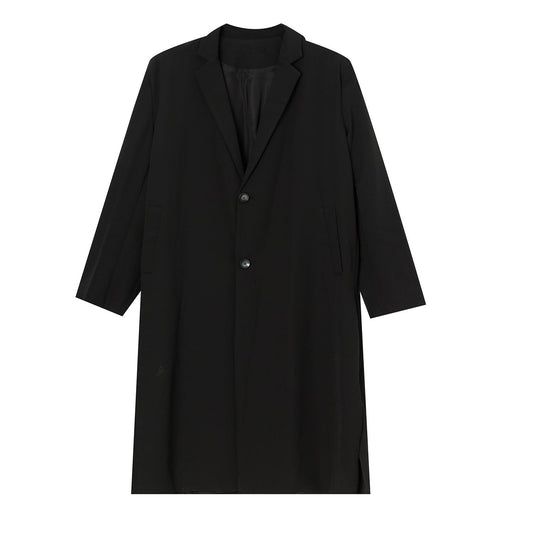 Casual Long Overcoat in Polyester for Men – Ideal for Spring and Autumn