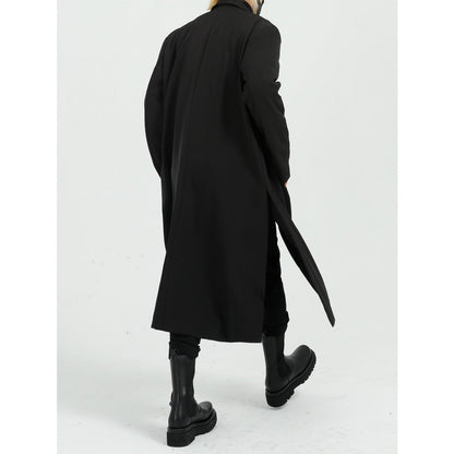 Casual Long Overcoat in Polyester for Men – Ideal for Spring and Autumn