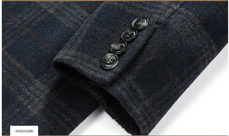 Pardessus Long for Men in Wool with Checkered Pattern – Elegant and Warm