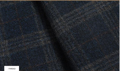 Long Overcoat for Men in Wool with Checkered Pattern – Elegant and Warm