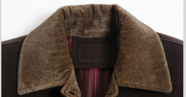 Mid-Length Overcoat for Men in Wool with Soft Finish - Autumn Elegance