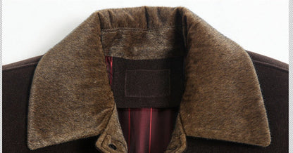 Mid-Length Overcoat for Men in Wool with Soft Finish - Autumn Elegance