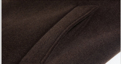 Mid-Length Overcoat for Men in Wool with Soft Finish - Autumn Elegance