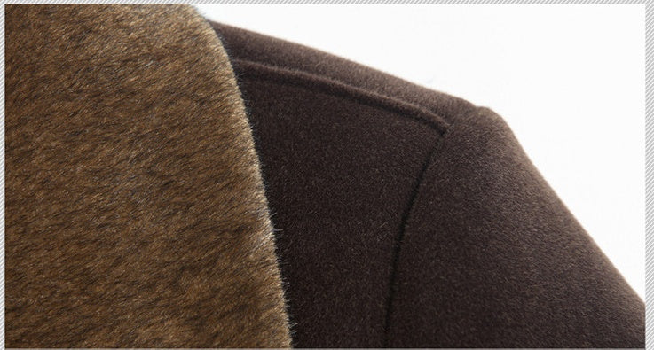Mid-Length Overcoat for Men in Wool with Soft Finish - Autumn Elegance