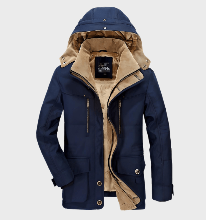Structured Winter Parka for Men with Faux Sheepskin Lining – Warm and Durable Jacket