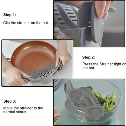 Passoire à clipser réglable pour casseroles et bols – Ustensile de cuisine pratique