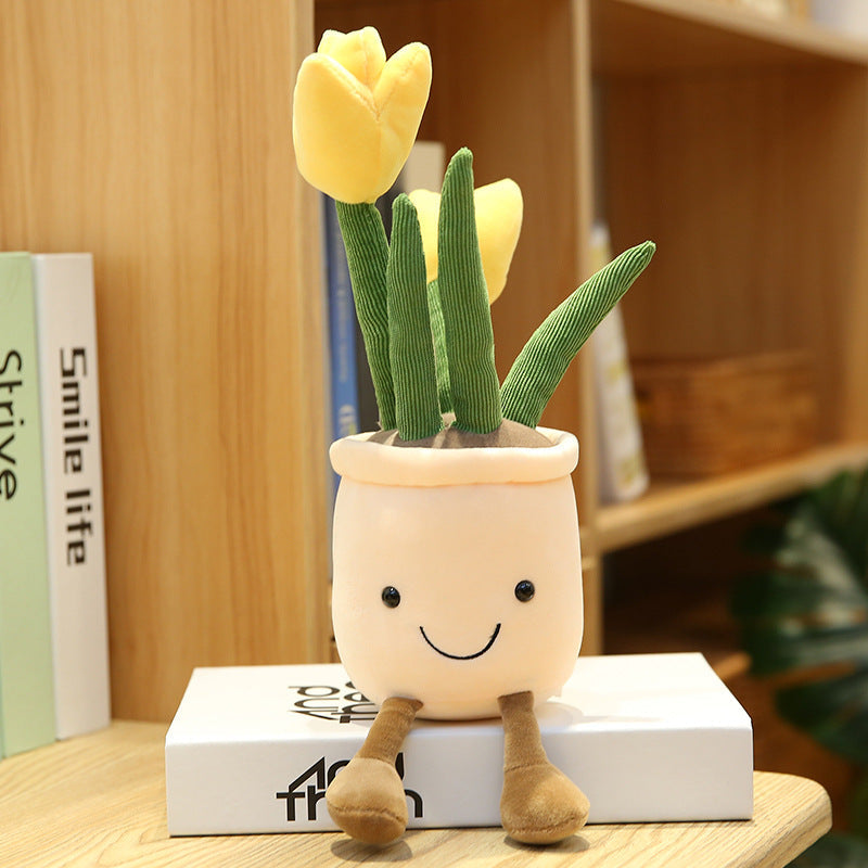 Peluche Décorative en Forme de Fleurs – Bouquet de Tulipes de 35 cm pour Salon, Idée Cadeau