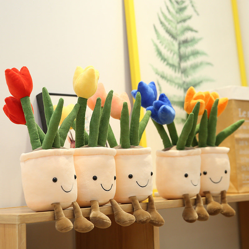 Peluche Décorative en Forme de Fleurs – Bouquet de Tulipes de 35 cm pour Salon, Idée Cadeau