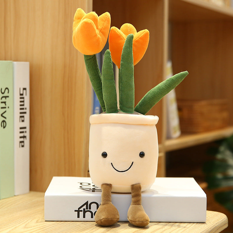 Peluche Décorative en Forme de Fleurs – Bouquet de Tulipes de 35 cm pour Salon, Idée Cadeau