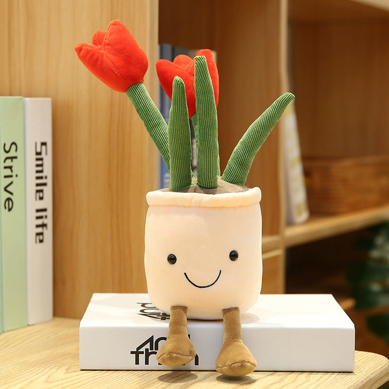 Peluche Décorative en Forme de Fleurs – Bouquet de Tulipes de 35 cm pour Salon, Idée Cadeau