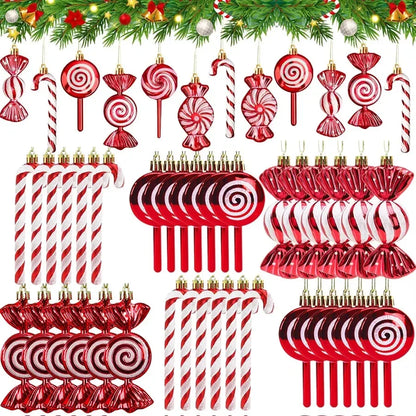 Christmas Candy Cane Pendant – Hanging Decorations for Christmas Tree, Set of 6 to 24 Pieces