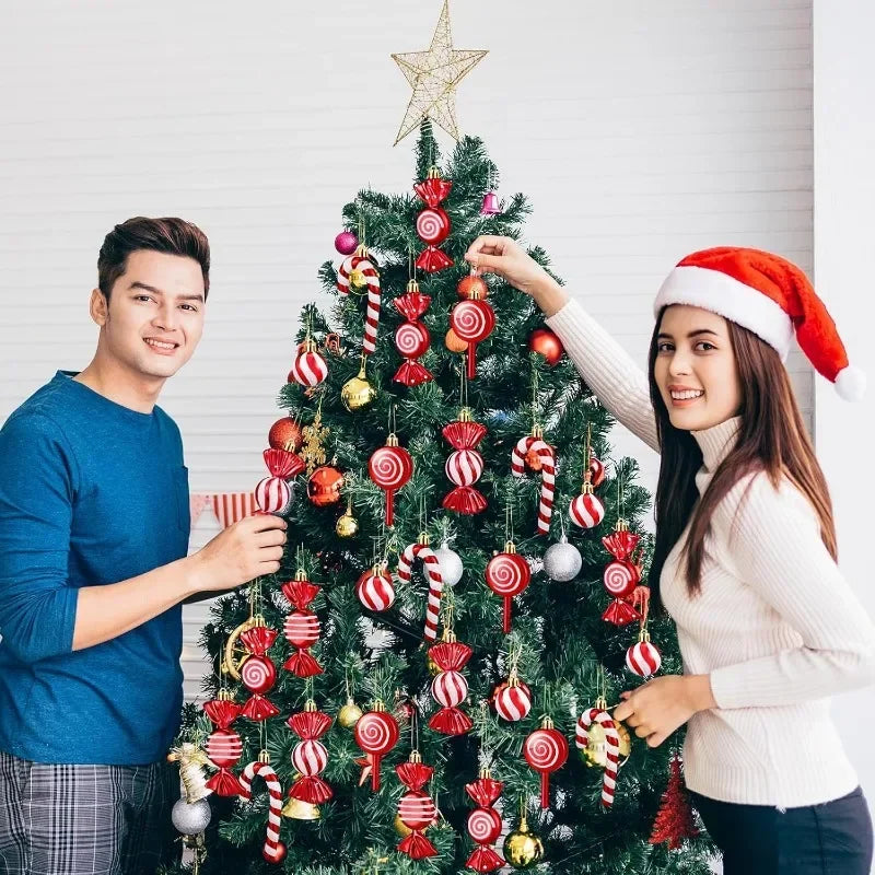 Christmas Candy Cane Pendant – Hanging Decorations for Christmas Tree, Set of 6 to 24 Pieces