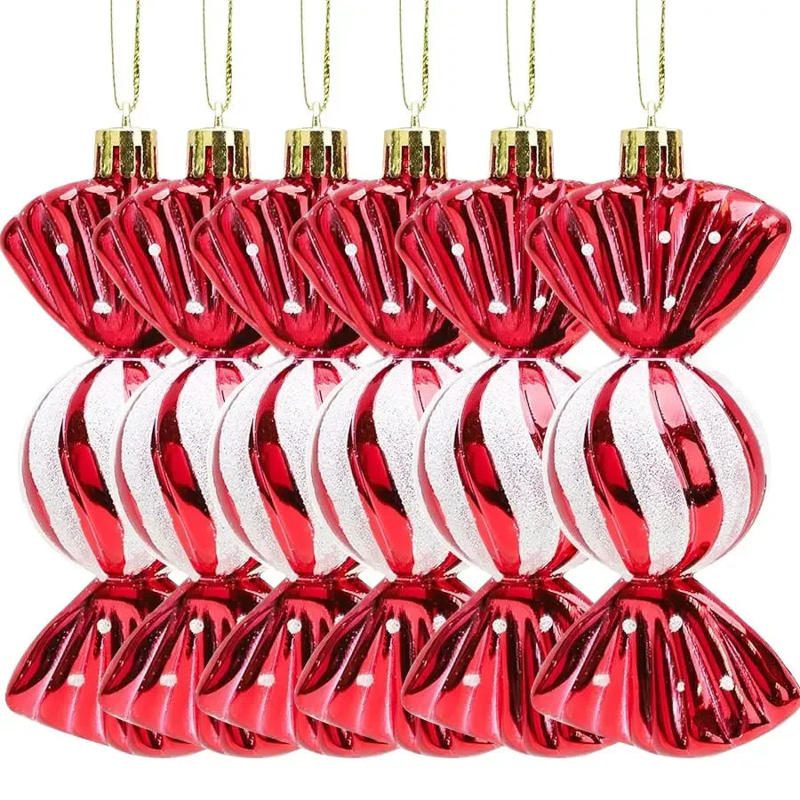 Christmas Candy Cane Pendant – Hanging Decorations for Christmas Tree, Set of 6 to 24 Pieces