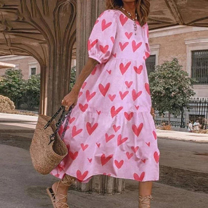 Chic Women's Midi Dress with Short Sleeves – Elegant and Versatile for All Occasions