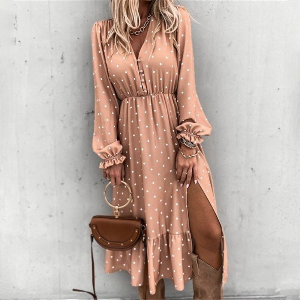 Robe de Soirée Longue Femme à Col en V Fendue – Élégante et Fluide pour Dîner et Événements Spéciaux