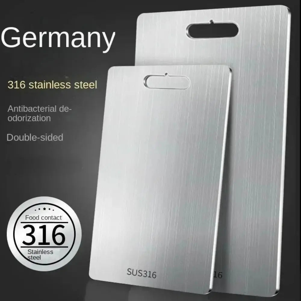 Planche à découper antibactérienne en acier inoxydable 316 – double face et résistante à la corrosion