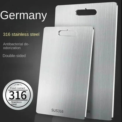 Planche à découper antibactérienne en acier inoxydable 316 – double face et résistante à la corrosion