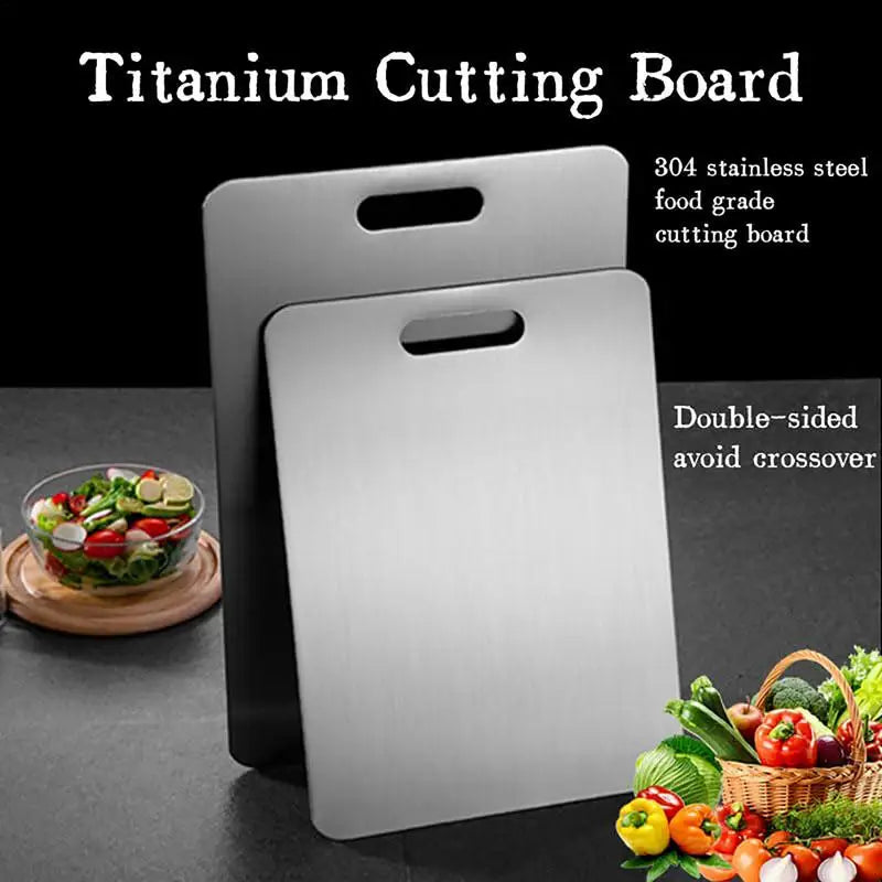 Stainless Steel 304 Double-Sided Cutting Board – 11.02 x 15.35 inches