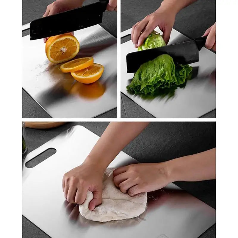 Stainless Steel 304 Double-Sided Cutting Board – 11.02 x 15.35 inches