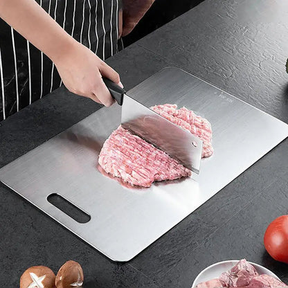 Double-Sided Titanium Cutting Board – Portable Stainless Steel Kitchen Board