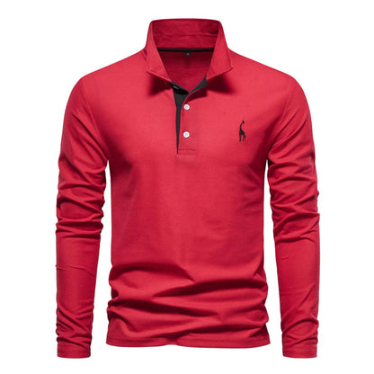 Classic Long Sleeve Polo for Men in Cotton Blend – Casual Italian Collar