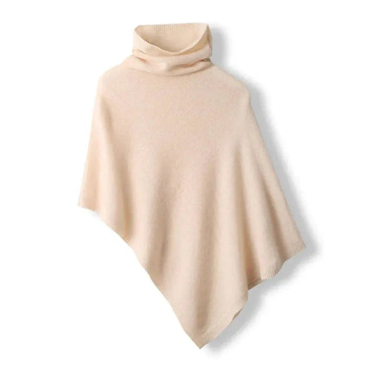 Poncho Femme en Laine Douce avec Col Roulé et Ourlet Pointu – Idéal pour la Superposition en Automne et Hiver 0
