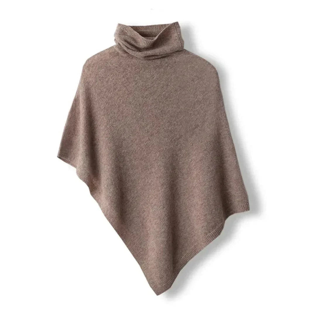 Poncho Femme en Laine Douce avec Col Roulé et Ourlet Pointu – Idéal pour la Superposition en Automne et Hiver 2