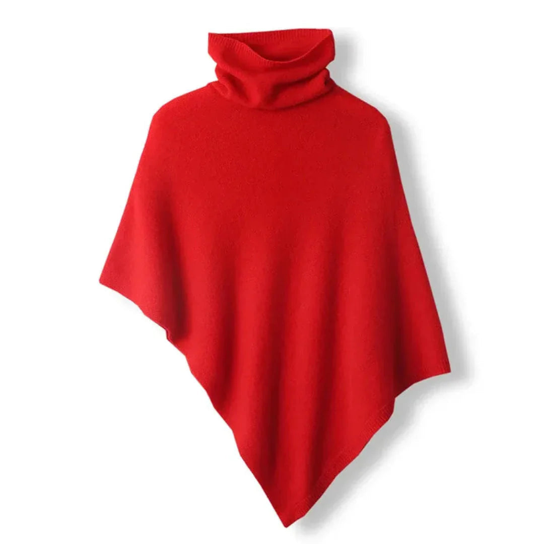Poncho Femme en Laine Douce avec Col Roulé et Ourlet Pointu – Idéal pour la Superposition en Automne et Hiver 3
