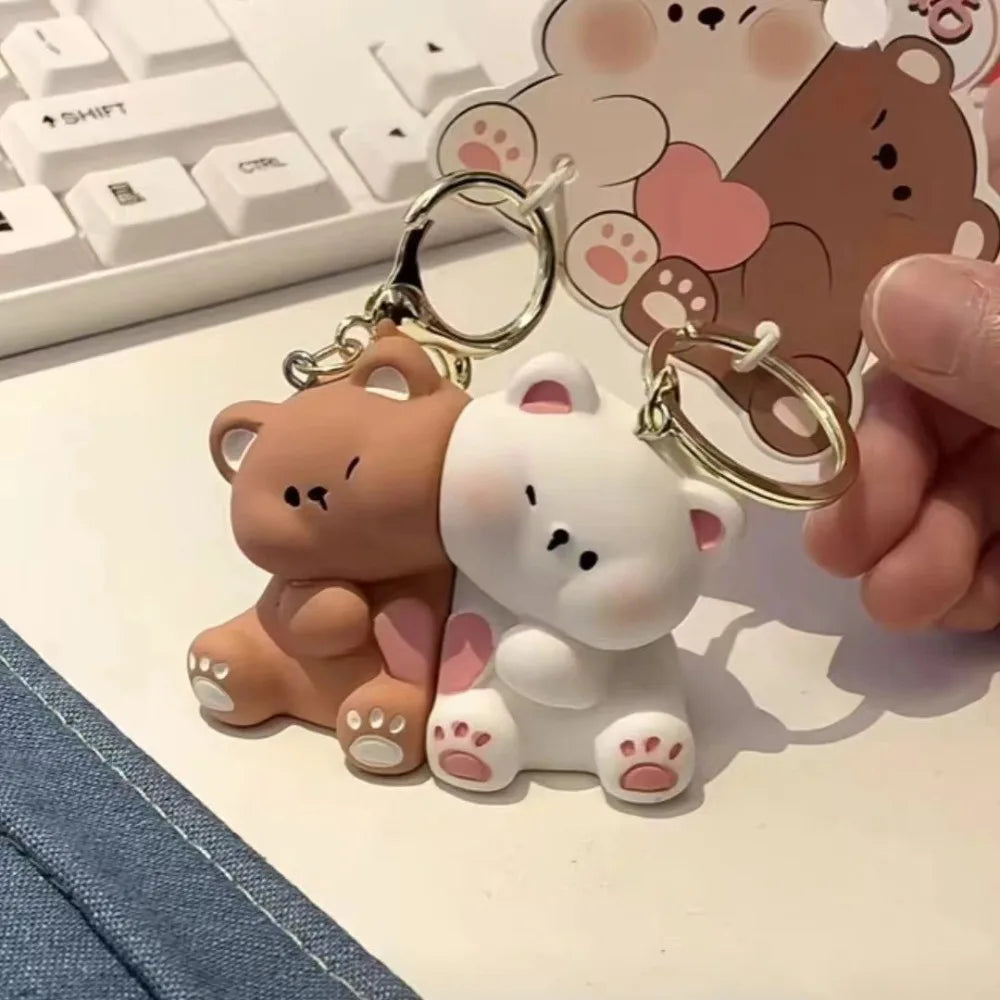 Porte-Clés Magnétique Couple Ours en Résine Kawaii pour Clés et Sacs – Accessoire Pratique et Adorable