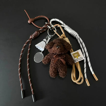 Aluminum Keychain with Plush Dog Charm and Baseball Sporty Details – Practical and Fun Accessory