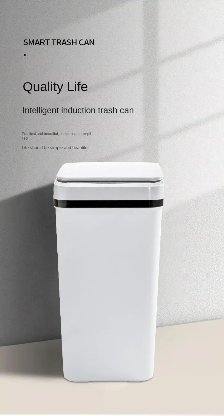 Poubelle intelligente automatique à capteur 13-17 L – Design compact et écologique en plastique ABS