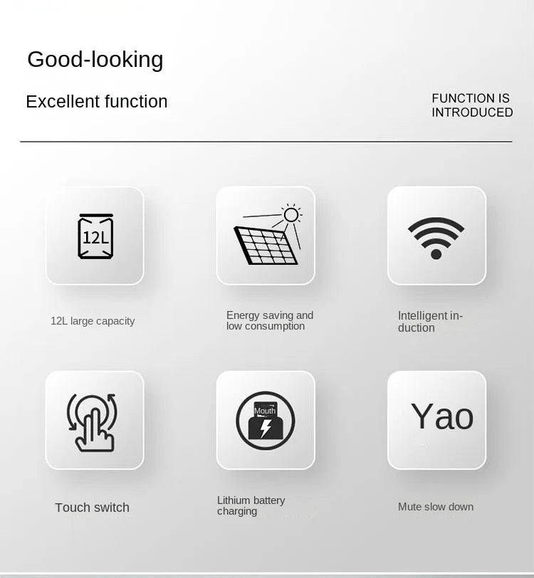 Poubelle intelligente automatique à capteur 13-17 L – Design compact et écologique en plastique ABS