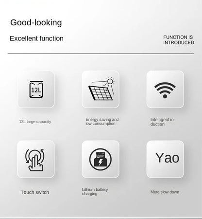 Poubelle intelligente automatique à capteur 13-17 L – Design compact et écologique en plastique ABS